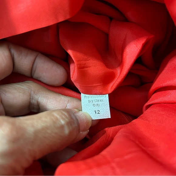 William Pearson Vintage Red Dress Belt Lined Faux Wrap Short Sleeve Button Sz 12 - Picture 11 of 14